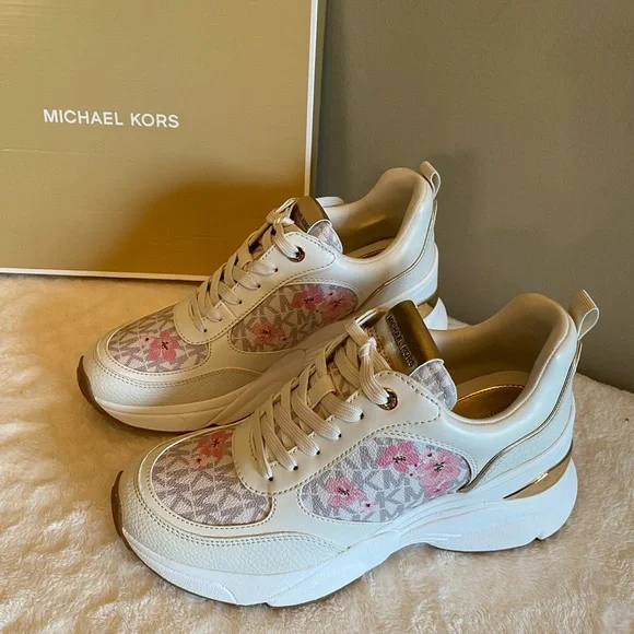 Michael Kors Katrina Floral Print Signature Logo Trainer - Picture 1 of 10
